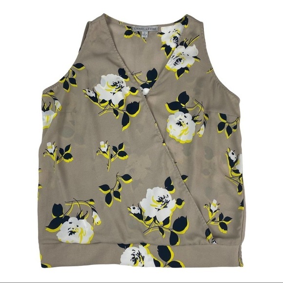 Larry Levine Cross Front Rose Print Sleeveless Top - Picture 6 of 7